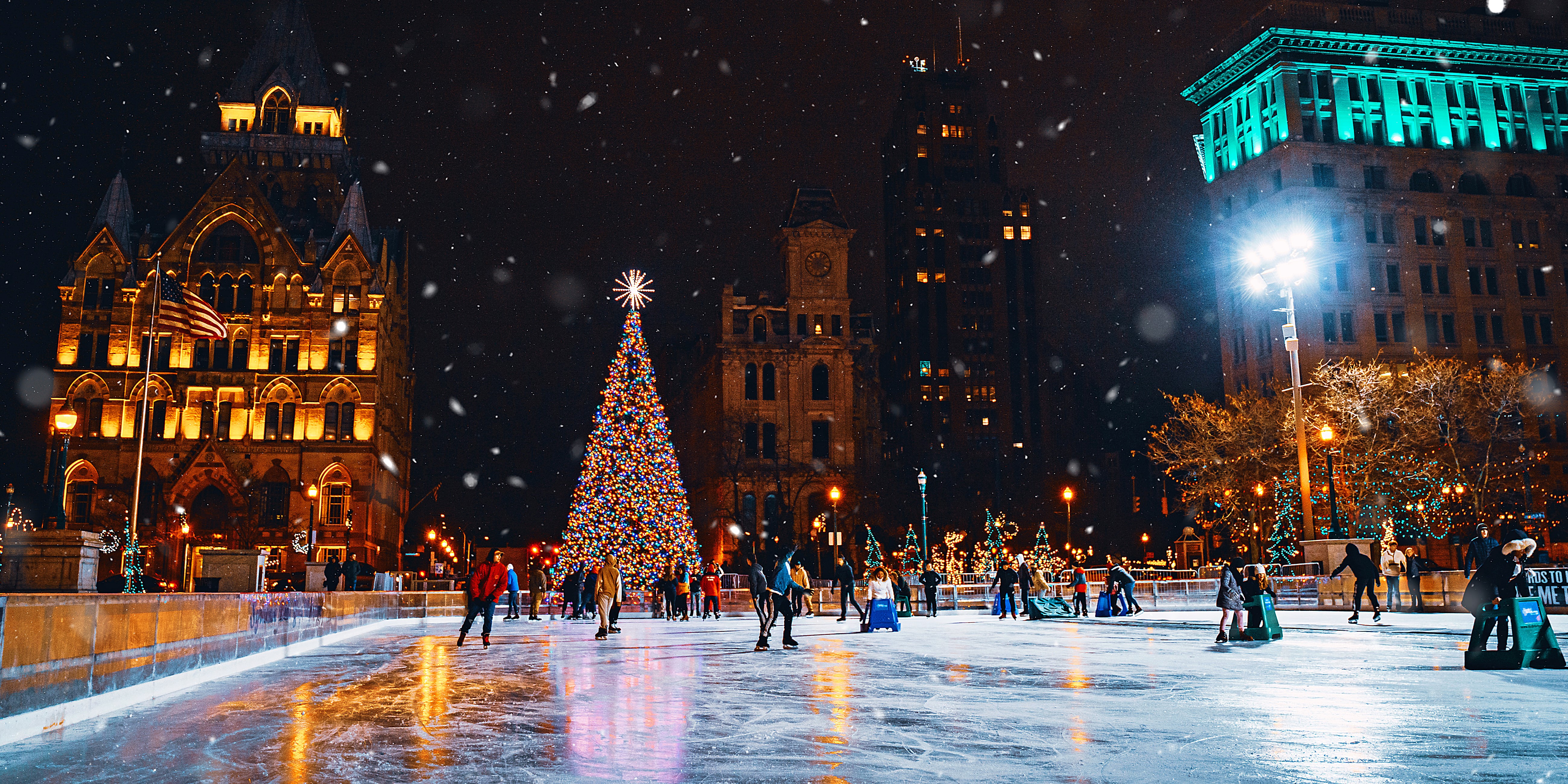 Clinton Square Ice Rink at Night